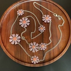 BOHM silver tone purple and orange flower necklace